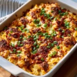 Delicious Ranch Chicken Casserole with Bacon served in a baking dish