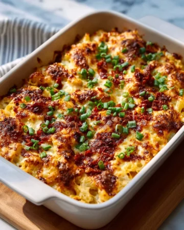 Delicious Ranch Chicken Casserole with Bacon served in a baking dish