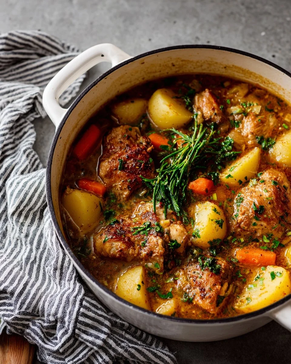 Savory chicken and vegetable casserole baked with herbs and spices