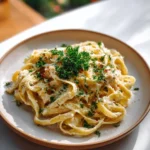 Delicious slow cooker chicken alfredo pasta served in a bowl
