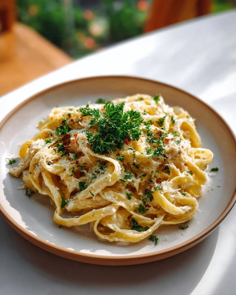 Delicious slow cooker chicken alfredo pasta served in a bowl