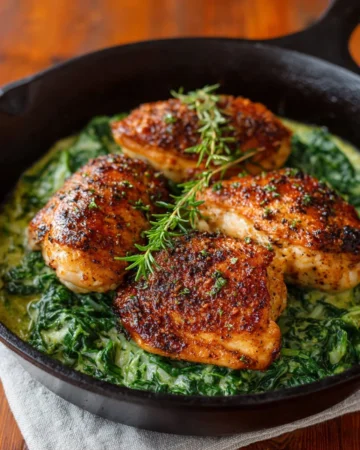 Stuffed chicken breast with spinach and cheese on a plate
