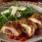 Delicious stuffed Italian chicken rolls with herbs and cheese