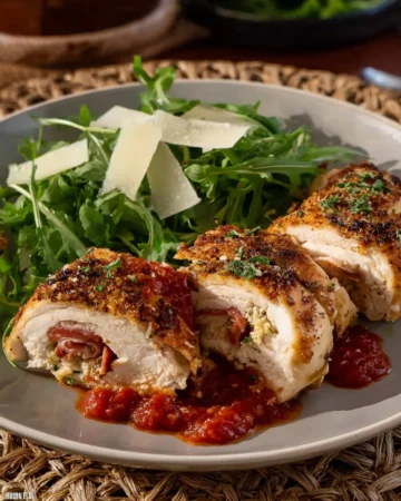 Delicious stuffed Italian chicken rolls with herbs and cheese