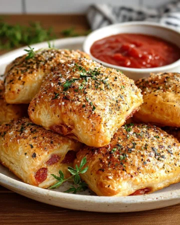Homemade stuffed pepperoni pizza rolls ready to be enjoyed.