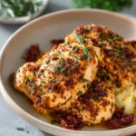 Sun-Dried Tomato and Artichoke Stuffed Chicken dish plated beautifully