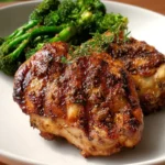 Sweet Hot Mustard Chicken Thighs cooked to perfection with a savory glaze.