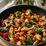 Delicious teriyaki chicken stir fry with colorful vegetables