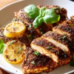 Herb Crusted Chicken served at Texas Roadhouse, beautifully plated with herbs.