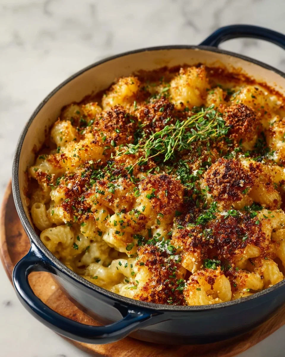 Delicious 4-Cheese Mac and Cheese baked to perfection with a creamy texture