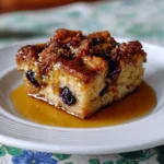 Delicious Baked Blueberry French Toast topped with fresh blueberries and syrup
