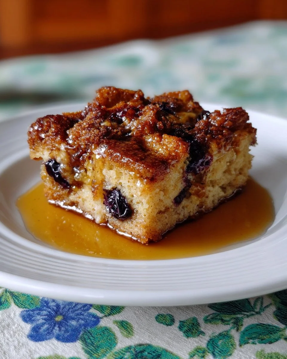 Delicious Baked Blueberry French Toast topped with fresh blueberries and syrup