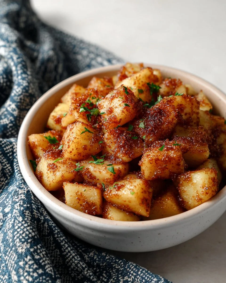 Deliciously caramelized apples served as a dessert topping.