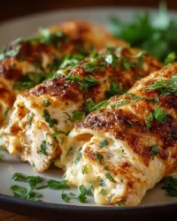 Cheesy chicken garlic wraps served on a plate with fresh herbs