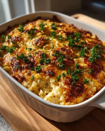 Delicious Chicken Rice Casserole topped with fresh herbs and spices