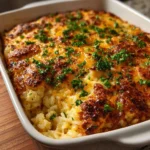 Easy Creamy Chicken Rice Casserole with chicken, rice, and creamy sauce