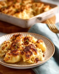 Easy three cheese pasta bake with mozzarella, cheddar, and parmesan cheese