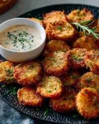Delicious homemade fried pickle chips served as a crunchy snack