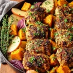 Honey glazed apple slices drizzled with honey on a wooden cutting board