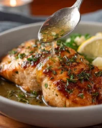 Lemon Garlic Roast Chicken served on a plate garnished with herbs