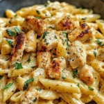 Creamy Marry Me Chicken Pasta served in a bowl with herbs and garnish