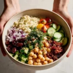 Colorful Mediterranean Quinoa Salad with vegetables and feta cheese