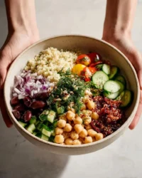 Colorful Mediterranean Quinoa Salad with vegetables and feta cheese