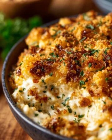 Delicious Million Dollar Chicken Casserole served in a baking dish