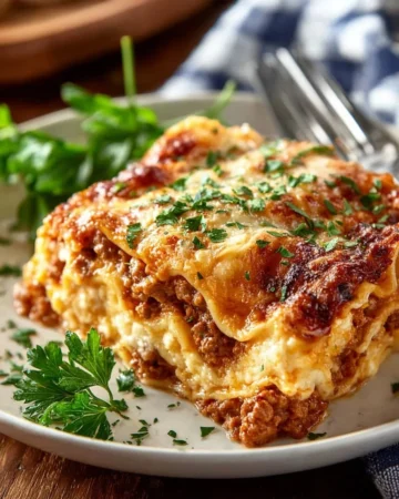 Delicious slow cooker lasagna with layers of cheese, pasta, and sauce
