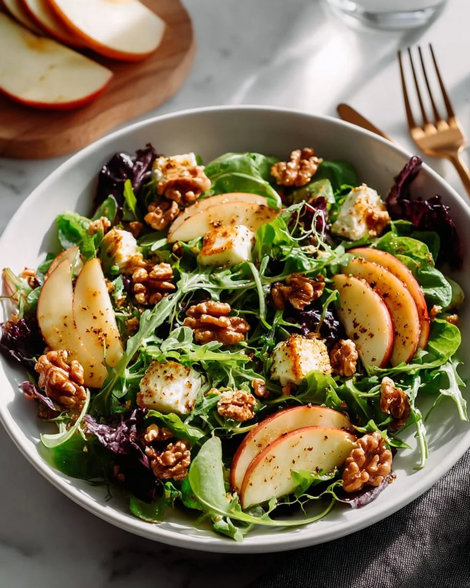 Delicious and fresh Apple Walnut Salad with crispy apples and crunchy walnuts