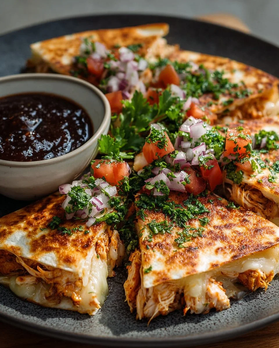 Delicious BBQ Chicken Quesadillas with melted cheese and grilled chicken