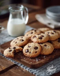 Plate of delicious butterless chocolate chip cookies fresh from the oven