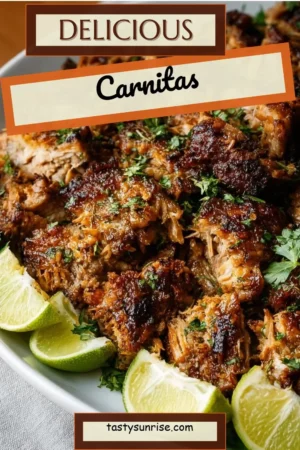 Delicious carnitas served in tacos with toppings