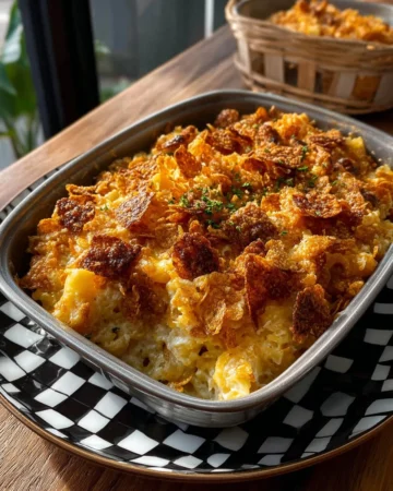 Cheesy Hash Brown Breakfast Bake fresh out of the oven