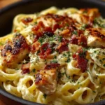 Creamy Chicken Bacon Ranch Pasta with crispy bacon and herbs