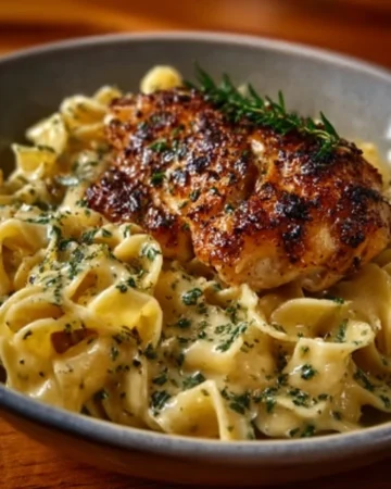 Delicious Chicken with Buttered Noodles served on a plate.