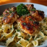 Delicious Chicken with Buttered Noodles served on a plate