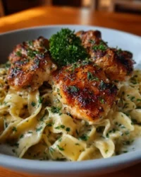 Delicious Chicken with Buttered Noodles served on a plate