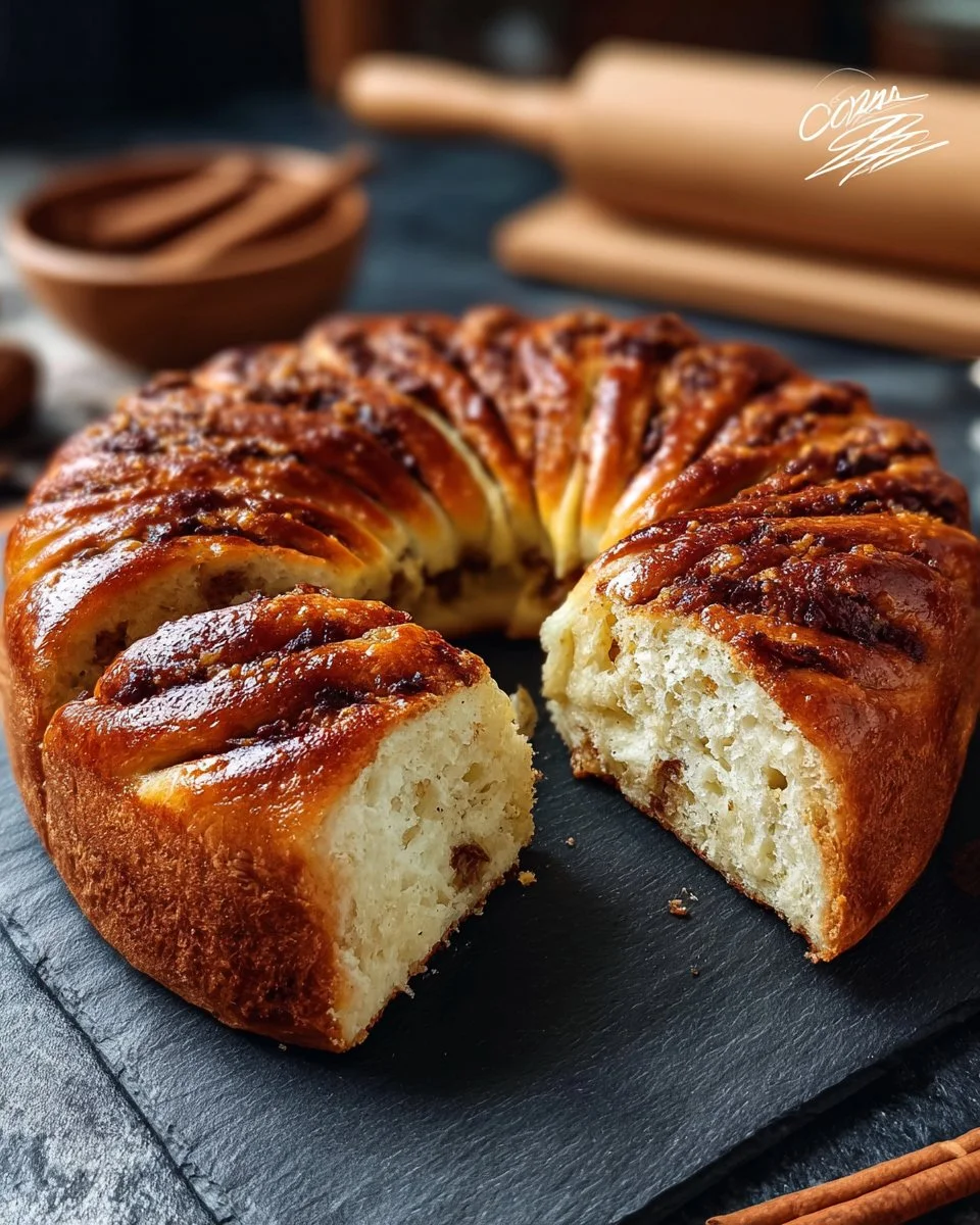 Homemade Cinnamon Wool Roll Bread fresh out of the oven with a golden-brown crust