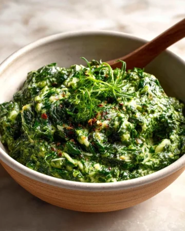Deliciously creamy spinach dish served as a side meal
