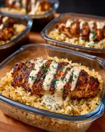 Creamy Cajun Chicken and Rice Bowls garnished with parsley and served in a bowl