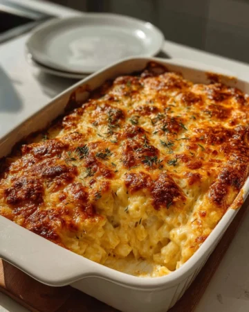 Creamy mac and cheese dish served in a bowl