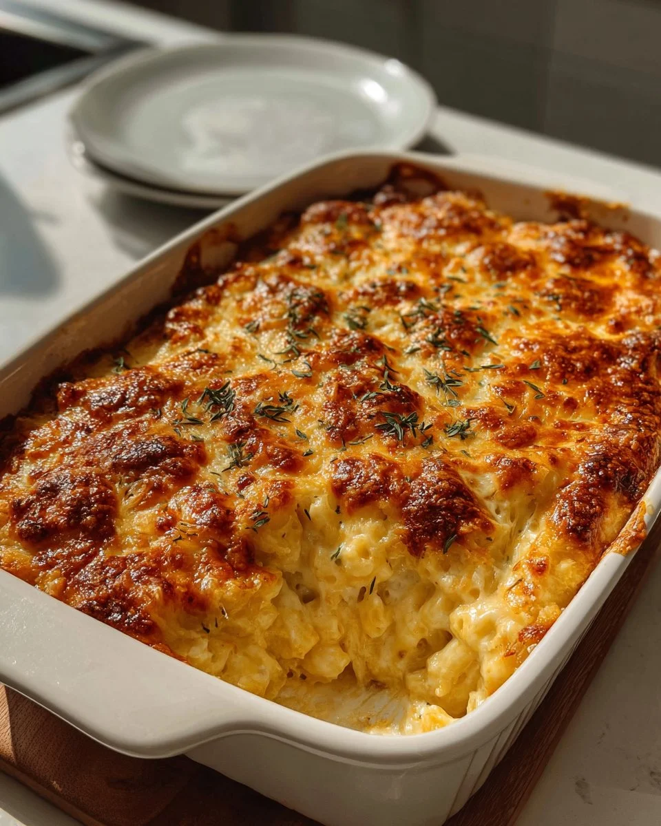 Creamy mac and cheese dish served in a bowl