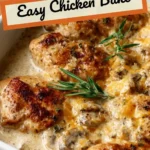 Easy chicken bake dish with a golden crust and tasty filling