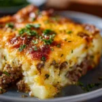 Savory easy overnight breakfast casserole with eggs, cheese, and vegetables