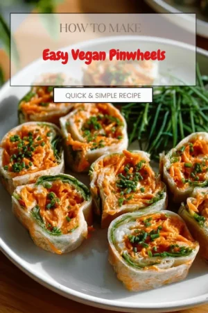 Easy vegan pinwheels filled with colorful veggies and spread, perfect for snacks.