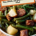 Ham, potato, and green bean one-pot meal cooked in a single pot