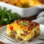 Delicious Hashbrown Breakfast Casserole served in a baking dish