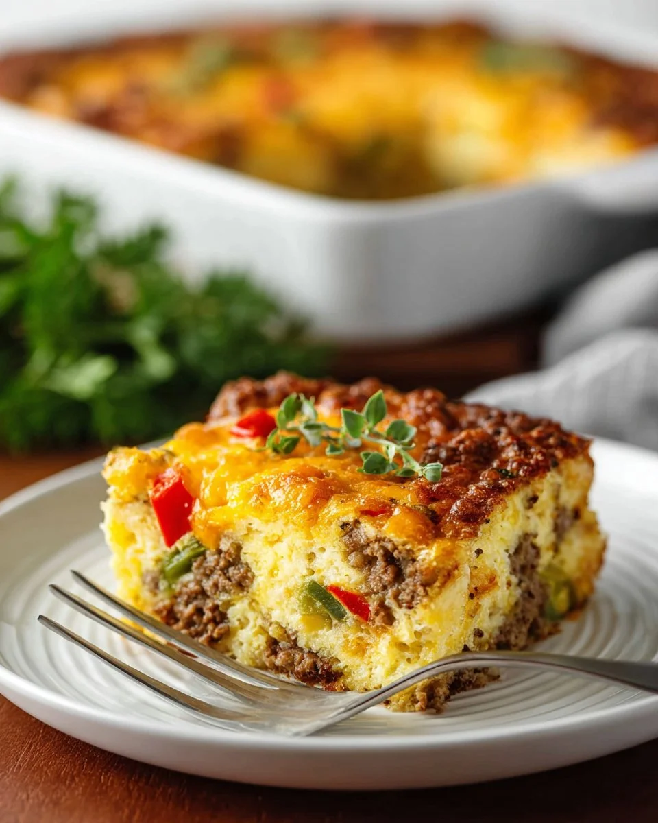 Delicious Hashbrown Breakfast Casserole served in a baking dish