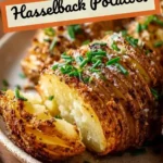 Crispy and tender Hasselback Potatoes sliced and seasoned